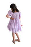 Lilac Bubble Sleeve Empire Dress
