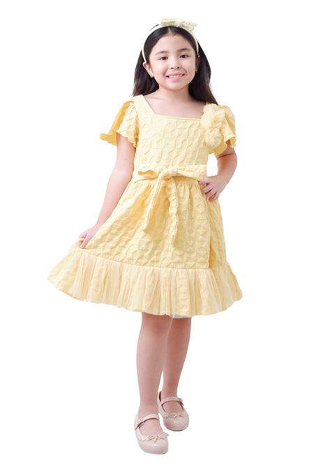 Yellow Shirred Dress