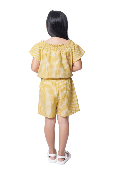 Mustard Off-Shoulder Bubble Top and Shorts Set