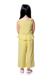 Yellow Square Neck Top with Cropped Pants Set