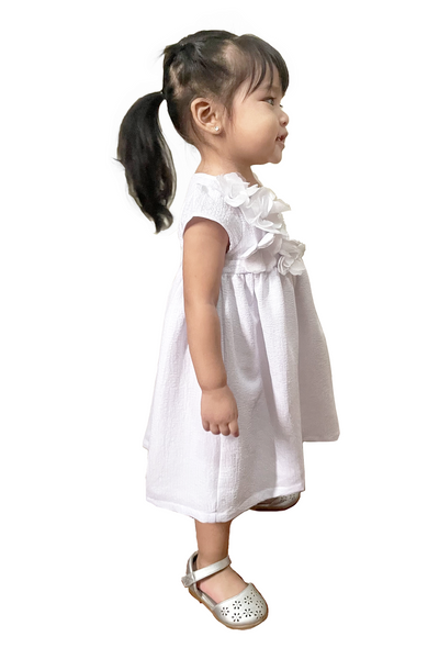 White Empire Dress with Bow Details