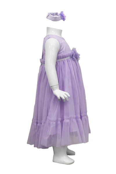 Lilac Multi Shirred Tulle Dress