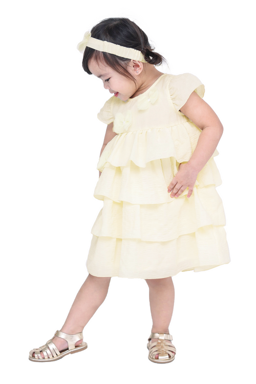 Yellow Tiered Ruffle Dress with Headband>>>>>Before: Php 1,699.75