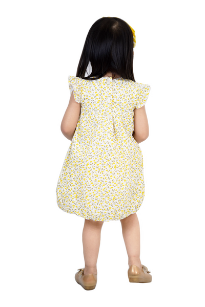 Yellow Ruffle Sleeve Bubble Dress
