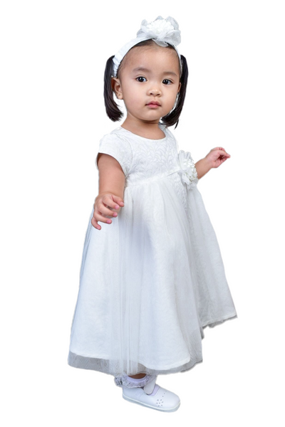 White Dress with Side Tulle Combi