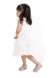 White Dress with Tiered Tulle Skirting