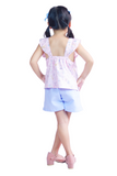 Pink Butterfly Sleeve Top and Shorts Set