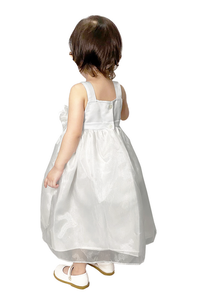 White Square Neck Shirred Dress
