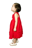 Red Shirred Dress